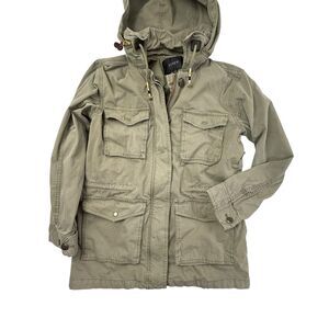 J Crew Field Mechanic Jacket Women XS Olive Green Re-Imagined Hooded #A1394 Army